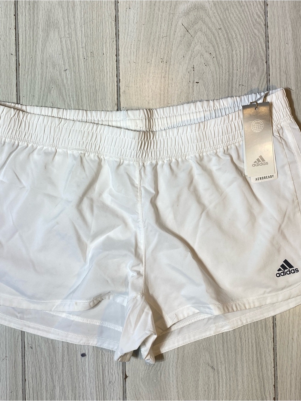 Adidas Pacer 3S WVN Training Shorts Women XL White Athletic Aeroready New! Read.